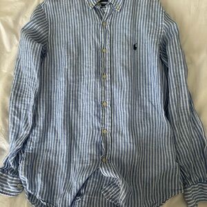 Polo Ralph Lauren Blue & White Striped Linen Shirt Size S